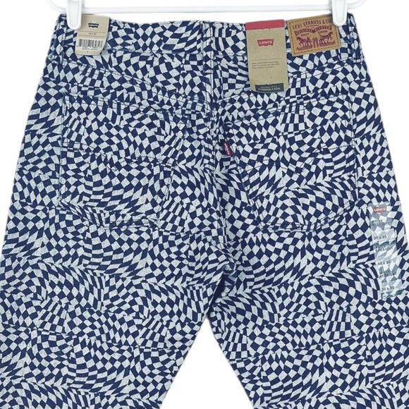 Levi's Women's Middy Straight Geometric Blue White Denim Jeans 30x30 Cotton NWT - Picture 4 of 14